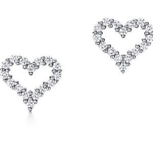 Tiffany & Co. Heart Diamond Stud Earrings - Silver